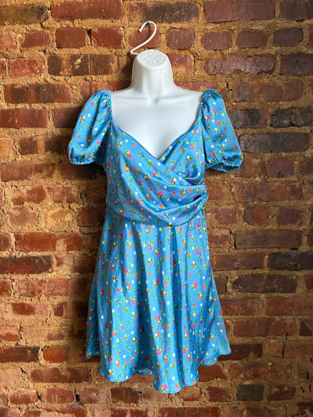 Zara Blue Floral Satin Mini Dress Sz. Medium